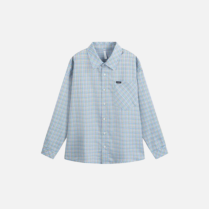 Stylish Plaid Long Sleeve Blouse Shirt