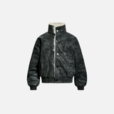Retro Spliced Turn Down Collar Fur Leather Jacket