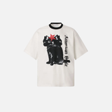 Perfect Fit Black Star Graphic Cat Print Cotton T-Shirt