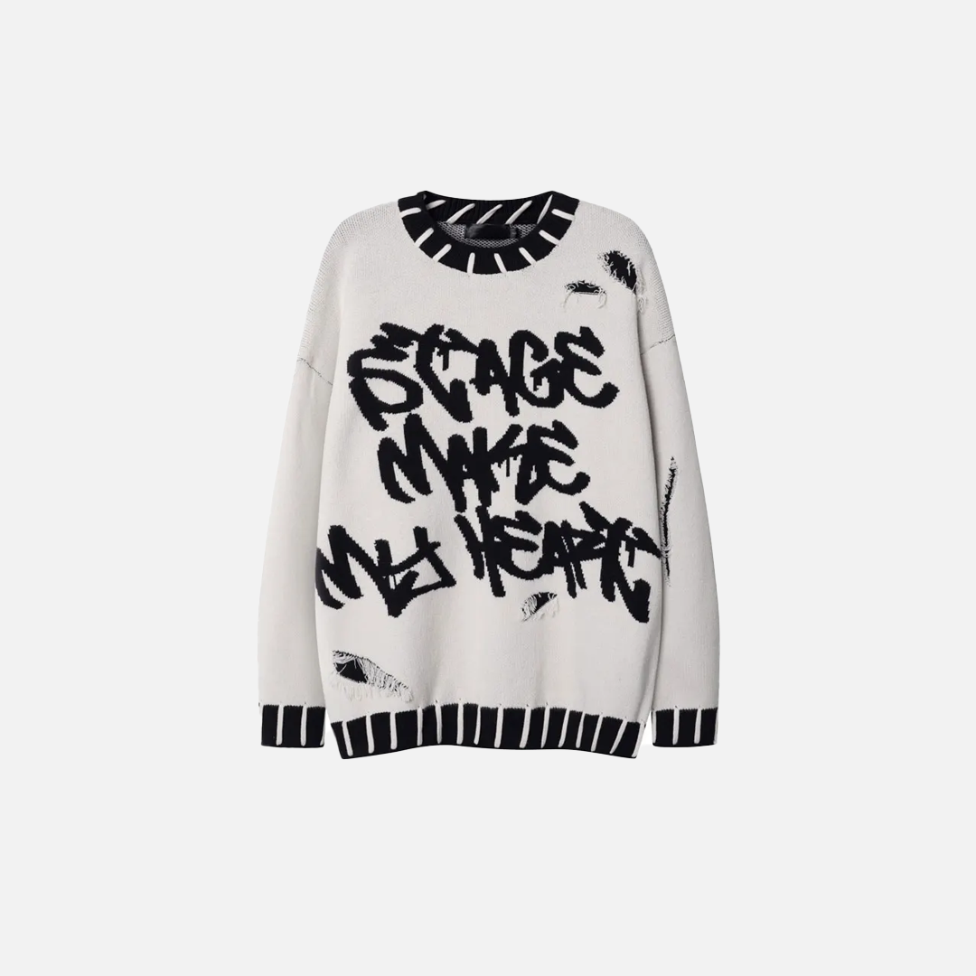 Distressed Vintage Tassel Jumper Knit Sweater
