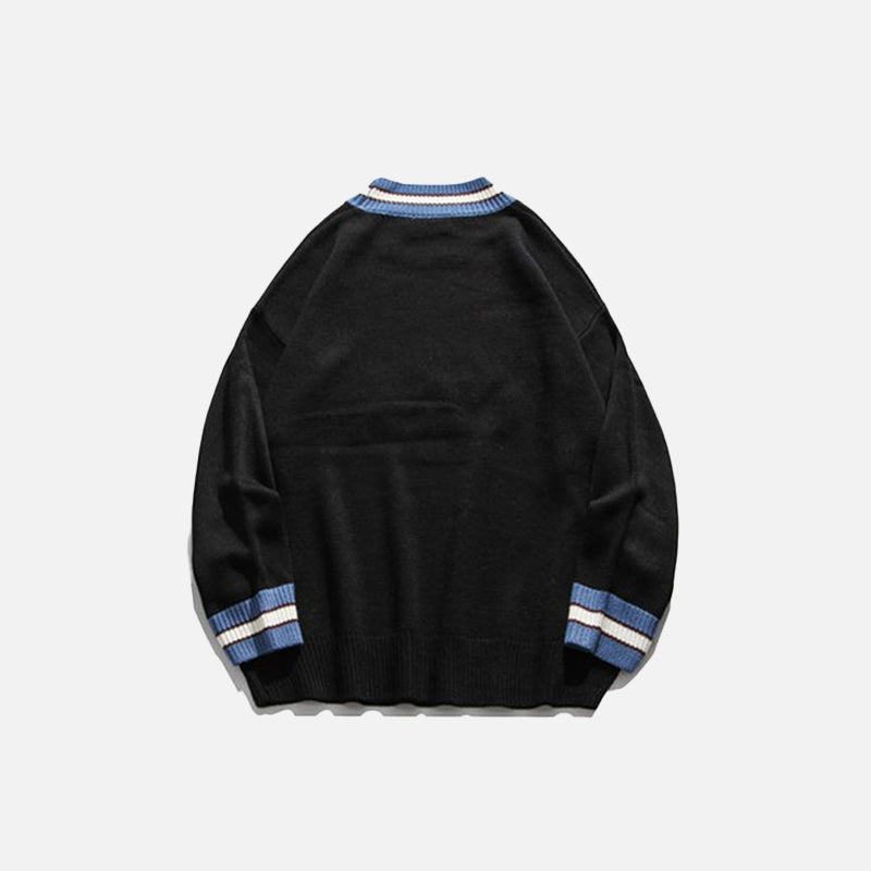 back view of the black Determine Bear Sweater