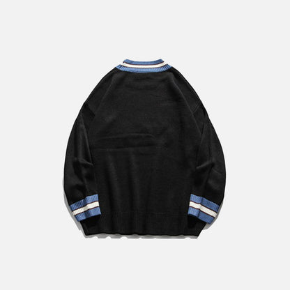 back view of the black Determine Bear Sweater