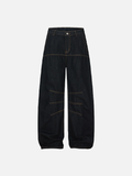 Streetwear Spliced Wide Leg Baggy Denim Jeans