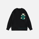 Y2K Cozy Bear Pocket Knitted Sweater
