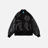 Y2K Versatile Patchwork Hip Hop Varsity Leather Jacket