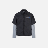 Men Classic Striped Embroidered Long Sleeve Shirt