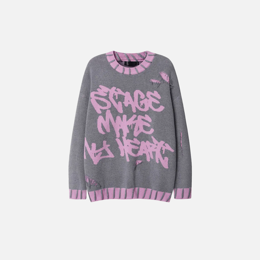 Distressed Vintage Tassel Jumper Knit Sweater