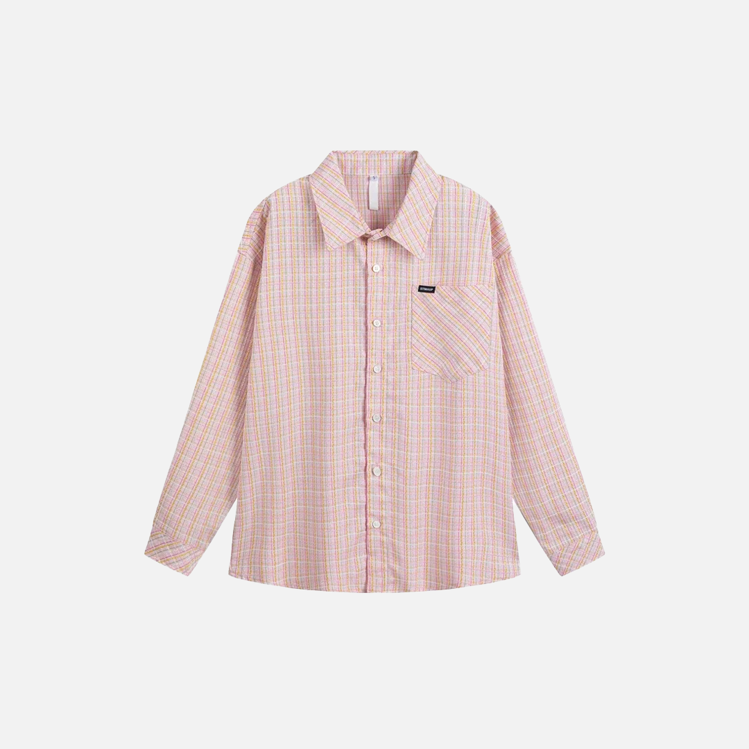 Stylish Plaid Long Sleeve Blouse Shirt