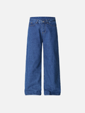 Vintage Style Letter Print Washed Denim Jeans