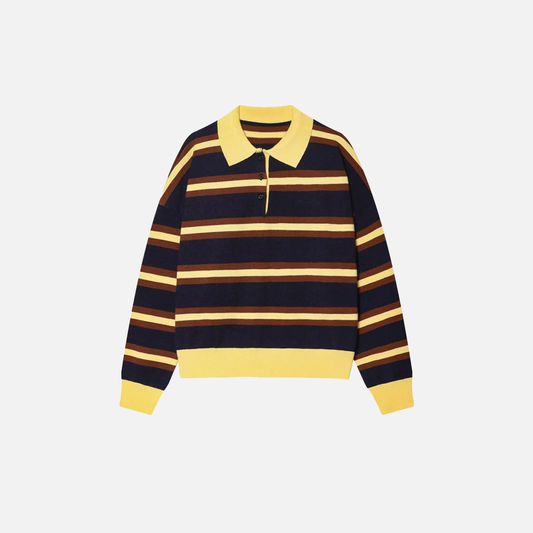 Premium Hip Hop Striped Knitted Polo Sweater