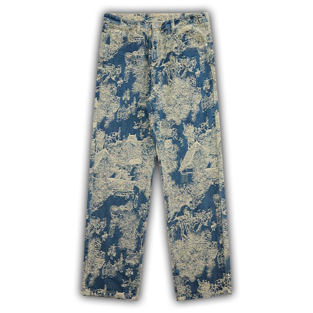 Landscape Jacquard Straight Jeans