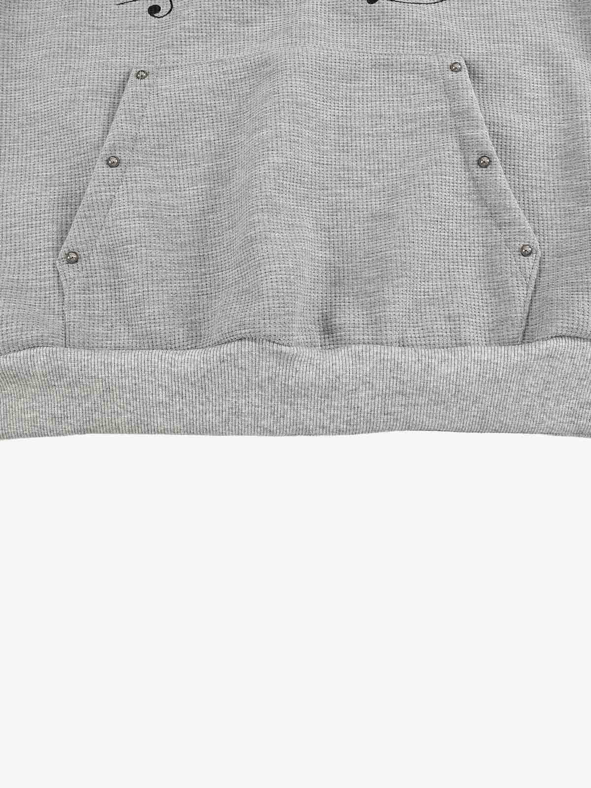 Lightweight Musical Note Print Waffle Hoodie