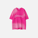 Fashionable Grunge Embroidered Patch Irregular T-Shirt