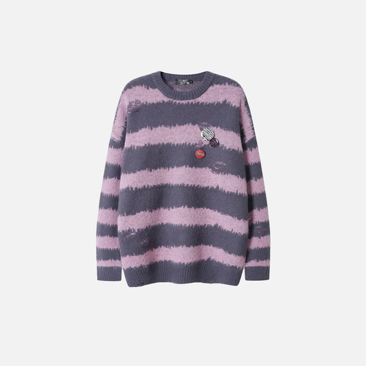 Oversized Striped Grunge Knitted Casual Sweater