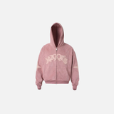 Vintage Flattering Embroidered Zip-Up Hooded Sweatshirt