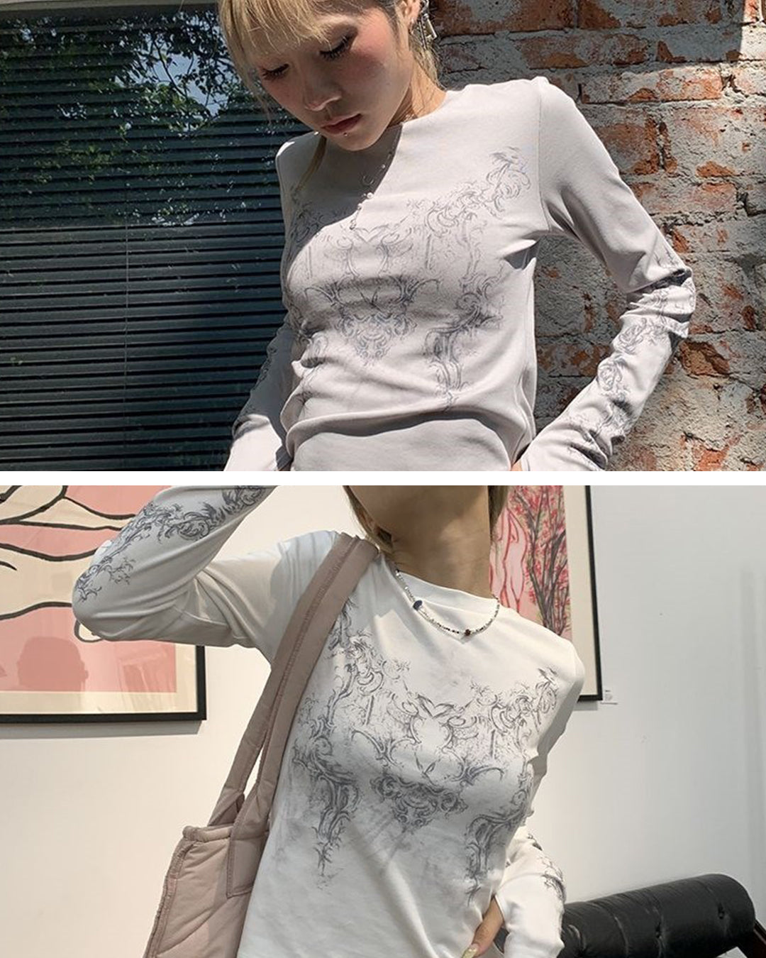 Grunge O-neck Long Sleeve T-shirt