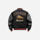 Y2K Patchwork Embroidered Leather Sleeve Varsity Jaket