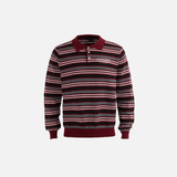 Fashionable Striped Collared Polo Sweater