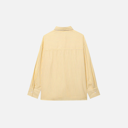 Flattering Striped Single Breasted Long Sleeve Shirt