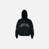 Vintage Flattering Embroidered Zip-Up Hooded Sweatshirt