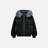 Thick Fleece with Pockets Fur Hooded Jacket