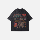 Grunge Vintage Black Graphic Print T-Shirt