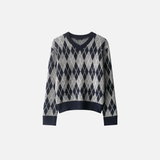 Vintage Argyle Plaid Knitted Casual Sweater