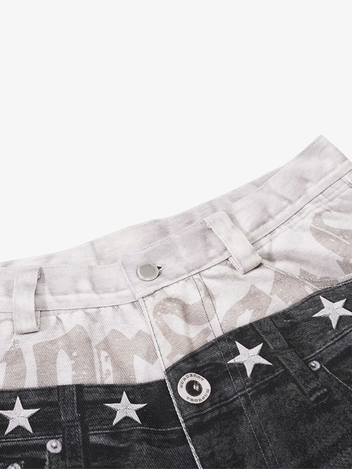 3D Faux Layer Curved Jeans; Dark Gray / S, Dark Gray / M, Dark Gray / L, Dark Gray / XL