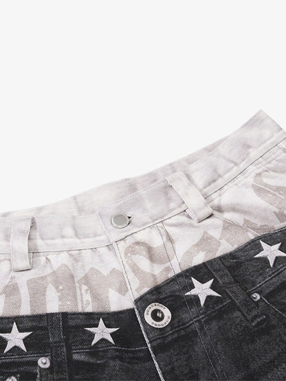 3D Faux Layer Curved Jeans; Dark Gray / S, Dark Gray / M, Dark Gray / L, Dark Gray / XL