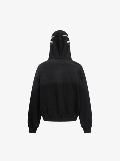 High Street Script Letter Print Zip-up Hoodie Jacket; Black / S, Black / M, Black / L, Black / XL