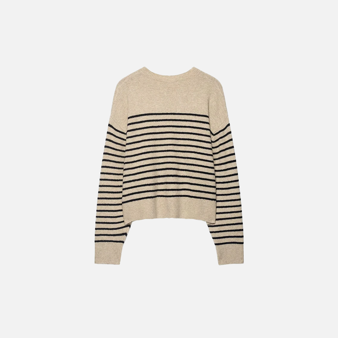 Chic Striped Knitted O-Neck Collar Sweater