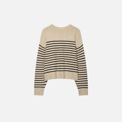 Chic Striped Knitted O-Neck Collar Sweater