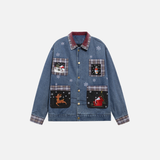 Embroidered Punk Style Cartoon Denim Jacket
