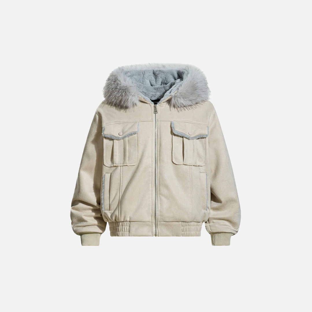Thick Fleece with Pockets Fur Hooded Jacket