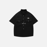 Elevated Retro Waffle Hip Hop Lapel Short Sleeve Shirt