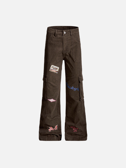 Trendy Niche Loose Flared Cargo Jeans