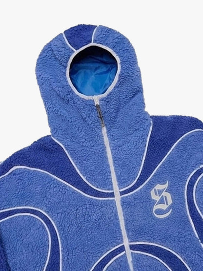 Contrast Patchwork Fleece Coat