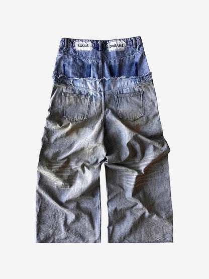 Double Waistband Jeans; Blue / S, Blue / M, Blue / L, Blue / XL