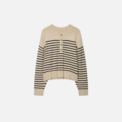 Chic Striped Knitted O-Neck Collar Sweater