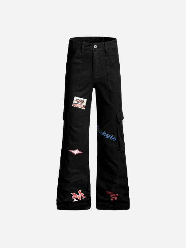 Trendy Niche Loose Flared Cargo Jeans