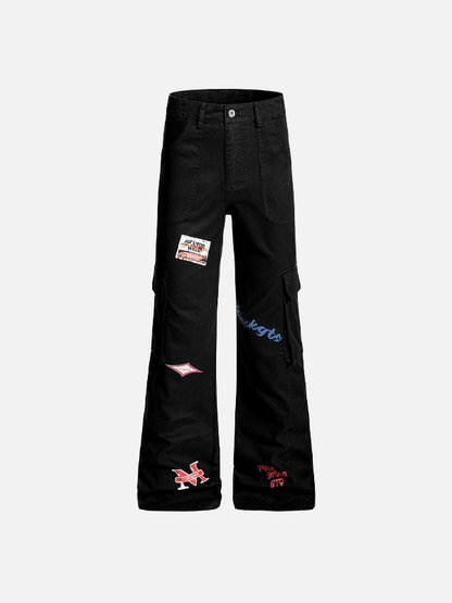 Trendy Niche Loose Flared Cargo Jeans