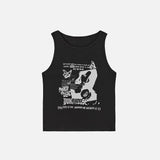 Sleeveless Grunge Print Crop Top