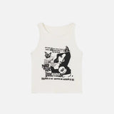 Sleeveless Grunge Print Crop Top