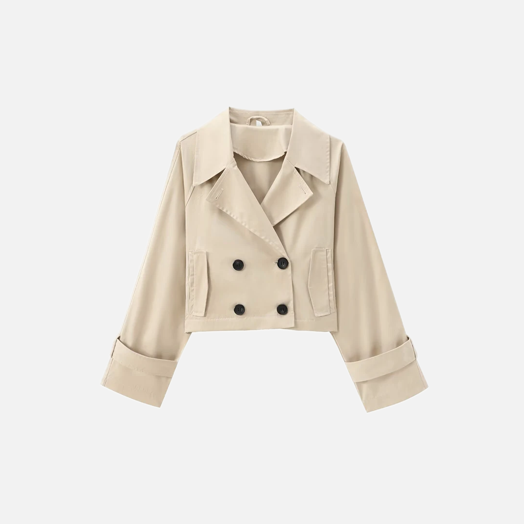 Vintage Double Breasted Lapel Neck Trench Jacket