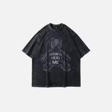 Streetwear Punk Bear Graphic Print Washed Oversized T-Shirt