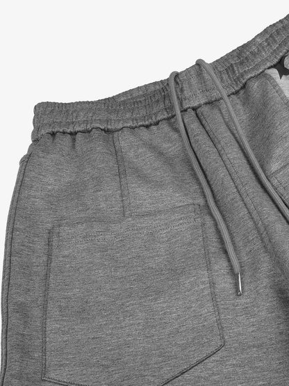 Star Patchwork Graphic Drawstring Sweatpants; Gray / S, Gray / M, Gray / L, Gray / XL