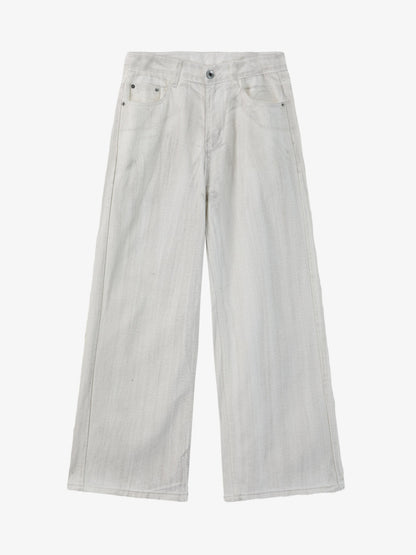 Colorful Cross Patch Straight Leg with Detachable Chain Jeans; White / M, White / L, White / XL, White / 2XL