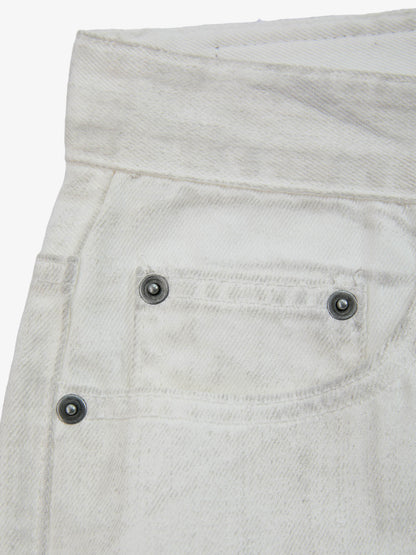 Colorful Cross Patch Straight Leg with Detachable Chain Jeans; White / M, White / L, White / XL, White / 2XL