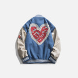 Heart Letter Print Varsity Jacket