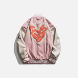 Heart Letter Print Varsity Jacket
